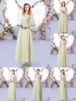 Yellow Green Side Zipper Off The Shoulder Lace and Belt Court Dresses for Sweet 16 Tulle Half Sleeves