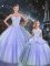Artistic Lavender Sweetheart Lace Up Beading Quince Ball Gowns Sleeveless