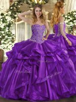 Organza Sweetheart Sleeveless Lace Up Beading and Ruffles 15 Quinceanera Dress in Purple(SKU SJQDDT1059002BIZ)