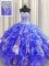 Visible Boning Organza and Sequined Sleeveless Floor Length Sweet 16 Dresses and Beading and Ruffles and Sequins