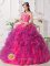 Elegant Satin and Organza With Embroidery Hot Pink and Purple For Port Shepstone South Africa Quinceanera Dress Sweetheart Ruffled Ball Gown