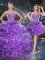 Popular Organza Sweetheart Sleeveless Lace Up Beading Quinceanera Dress in Eggplant Purple