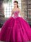 New Style Fuchsia Tulle Lace Up Sweet 16 Dress Sleeveless Brush Train Beading