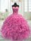 Suitable Sweetheart Sleeveless Organza 15th Birthday Dress Beading and Ruffles Lace Up