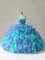 High Quality Multi-color Ball Gowns Beading and Ruffles Quinceanera Gown Zipper Organza Sleeveless Floor Length