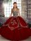 Dramatic Wine Red Lace Up Straps Beading and Embroidery Quinceanera Dress Tulle Sleeveless