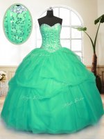 Sumptuous Sequins Pick Ups Floor Length Green Quince Ball Gowns Sweetheart Sleeveless Lace Up