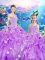 Luxury Lilac Sleeveless Beading and Ruffles Floor Length Quinceanera Gowns