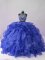 Royal Blue Scoop Backless Beading and Ruffles Quinceanera Gowns Sleeveless