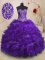 Purple Organza Lace Up Sweetheart Sleeveless With Train 15 Quinceanera Dress Sweep Train Beading and Ruffles