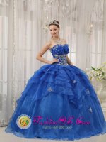 Lovely Sweetheart Organza For Luxurious Royal Blue Strapless Quinceanera Dress With Beading In Windham New hampshire/NH