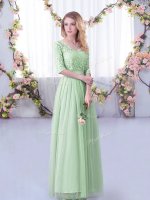 Perfect Apple Green Half Sleeves Tulle Side Zipper Quinceanera Court of Honor Dress for Wedding Party(SKU BMT0387D-4BIZ)