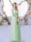 Perfect Apple Green Half Sleeves Tulle Side Zipper Quinceanera Court of Honor Dress for Wedding Party