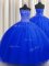 Clearance Puffy Skirt Sweetheart Sleeveless Quinceanera Gowns Floor Length Beading Royal Blue Tulle