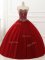 Modern Beading Sweet 16 Dress Wine Red Lace Up Sleeveless Floor Length