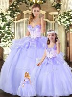 Delicate Ball Gowns Quinceanera Gowns Lavender Sweetheart Organza Sleeveless Floor Length Lace Up