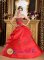 Espanola New mexico /NM Discount Red Strapless Quinceanera Dress With Embroidery Decorate