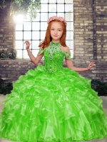 Cute Sleeveless Floor Length Beading and Ruffles Lace Up Little Girls Pageant Gowns with(SKU PAG1234-3BIZ)