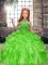 Cute Sleeveless Floor Length Beading and Ruffles Lace Up Little Girls Pageant Gowns with