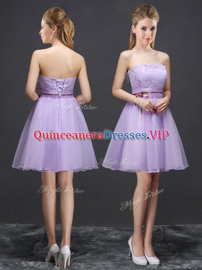 Best Selling Organza Sleeveless Mini Length Quinceanera Court Dresses and Lace and Belt - Click Image to Close