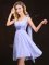 Discount One Shoulder Lavender Sleeveless Chiffon Zipper Damas Dress for Prom and Party and Wedding Party