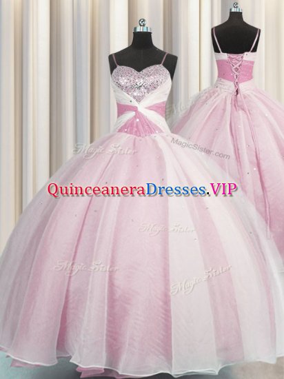 Artistic Spaghetti Straps Sleeveless Beading and Ruching Lace Up Vestidos de Quinceanera - Click Image to Close