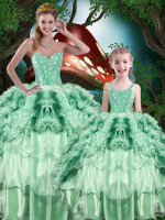 Discount Sleeveless Lace Up Floor Length Beading and Ruffles and Ruffled Layers Ball Gown Prom Dress