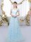 Blue Lace Up Off The Shoulder Appliques Court Dresses for Sweet 16 Tulle Cap Sleeves