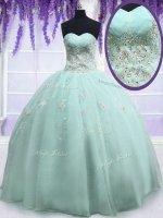 Light Blue Sleeveless Floor Length Beading and Embroidery Zipper Quinceanera Dresses