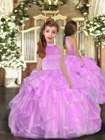 Lilac Sleeveless Floor Length Beading and Ruffles Backless Child Pageant Dress(SKU PAG1153BIZ)