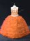 Orange Ball Gowns Halter Top Sleeveless Organza Floor Length Backless Pick Ups Quinceanera Dresses