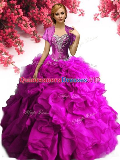Fine Floor Length Fuchsia Party Dress for Toddlers Sweetheart Sleeveless Lace Up - Click Image to Close