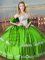 Nice Floor Length Green Quince Ball Gowns Sweetheart Sleeveless Lace Up