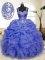 Lavender Ball Gowns Beading and Ruffles and Pick Ups Ball Gown Prom Dress Zipper Organza Sleeveless Floor Length