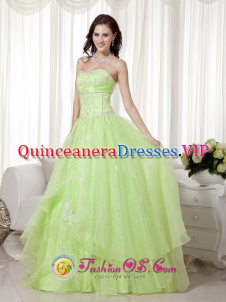 Sweet Yellow Green A-line Sweetheart Floor-length Organza Beading Quinceanera Dama Dress in Indialantic FL