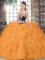 Best Selling Orange Organza Lace Up Sweetheart Sleeveless Floor Length Quinceanera Gown Beading and Embroidery