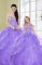 Popular Lavender Sleeveless Beading Floor Length Vestidos de Quinceanera