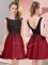 Wine Red Sleeveless Mini Length Lace Zipper Quinceanera Court Dresses