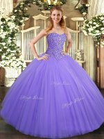 Floor Length Lavender Sweet 16 Dress Sweetheart Sleeveless Lace Up