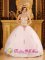 Springfield Ohio/OH Elegant Appliques Decorate Bodice White Quinceanera Dress For Sweetheart Tulle Ball Gown