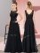 Edgy Black Sleeveless Chiffon Zipper Dama Dress for Wedding Party