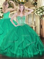 Stylish Floor Length Ball Gowns Sleeveless Turquoise Sweet 16 Dress Lace Up(SKU SJQDDT1110002BIZ)