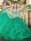 Stylish Floor Length Ball Gowns Sleeveless Turquoise Sweet 16 Dress Lace Up