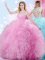 Glorious Rose Pink Zipper High-neck Beading and Ruffles and Pick Ups Sweet 16 Dresses Tulle Sleeveless