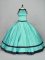 Elegant Floor Length Aqua Blue 15th Birthday Dress Satin Sleeveless Ruching
