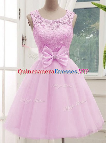 Sleeveless Lace and Bowknot Lace Up Quinceanera Dama Dress - Click Image to Close