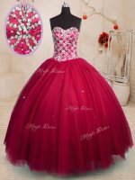 High End Sweetheart Sleeveless Tulle Quinceanera Gowns Beading Lace Up