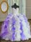 Ball Gowns Quinceanera Dresses White and Purple Sweetheart Organza Sleeveless Floor Length Lace Up