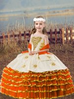 New Arrival Straps Sleeveless Lace Up Pageant Dress Womens Orange Red Organza(SKU XBLD021-1BIZ)