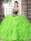 Beautiful Sleeveless Floor Length Beading and Embroidery Lace Up Sweet 16 Dress